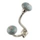 Turquoise Wheel Crackle Ceramic Silver Iron Hook